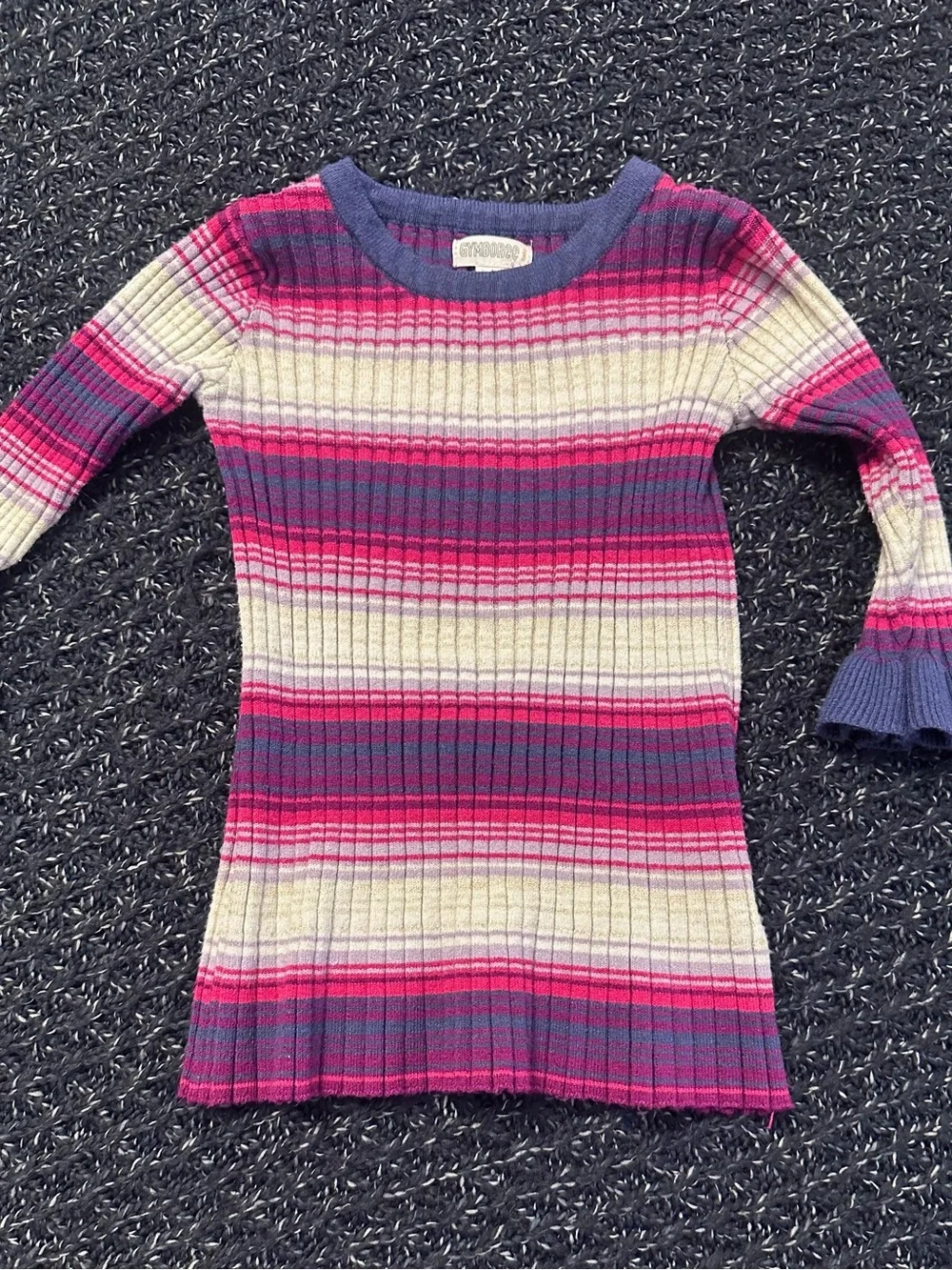 Gymboree Striped Rib Knit Sweater Dress Bell Sleeves 6-12M